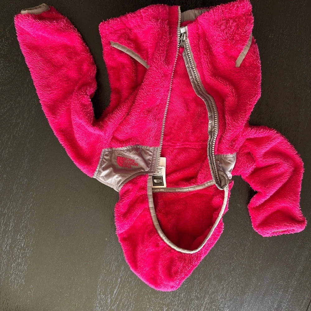 The North Face Bright Pink Fleece Jacket with Gray Accents - Picture 3 of 5